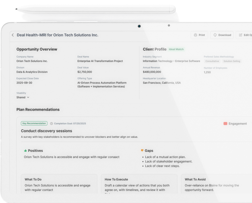 Deal Health-MRI™ & Action Plan